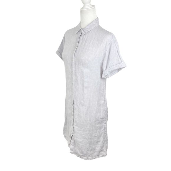 C&C California Linen Shirt Dress Women Small Short Sleeve Button Up Collared - Picture 3 of 14